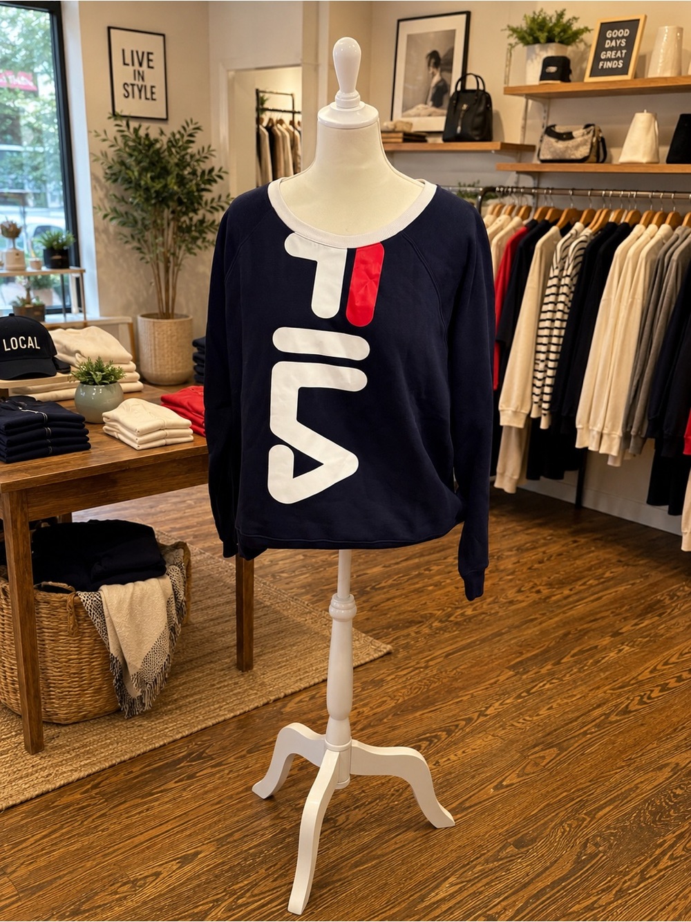 FILA Navy Logo Sweatshirt 3X NWT $50 Red White Graphic